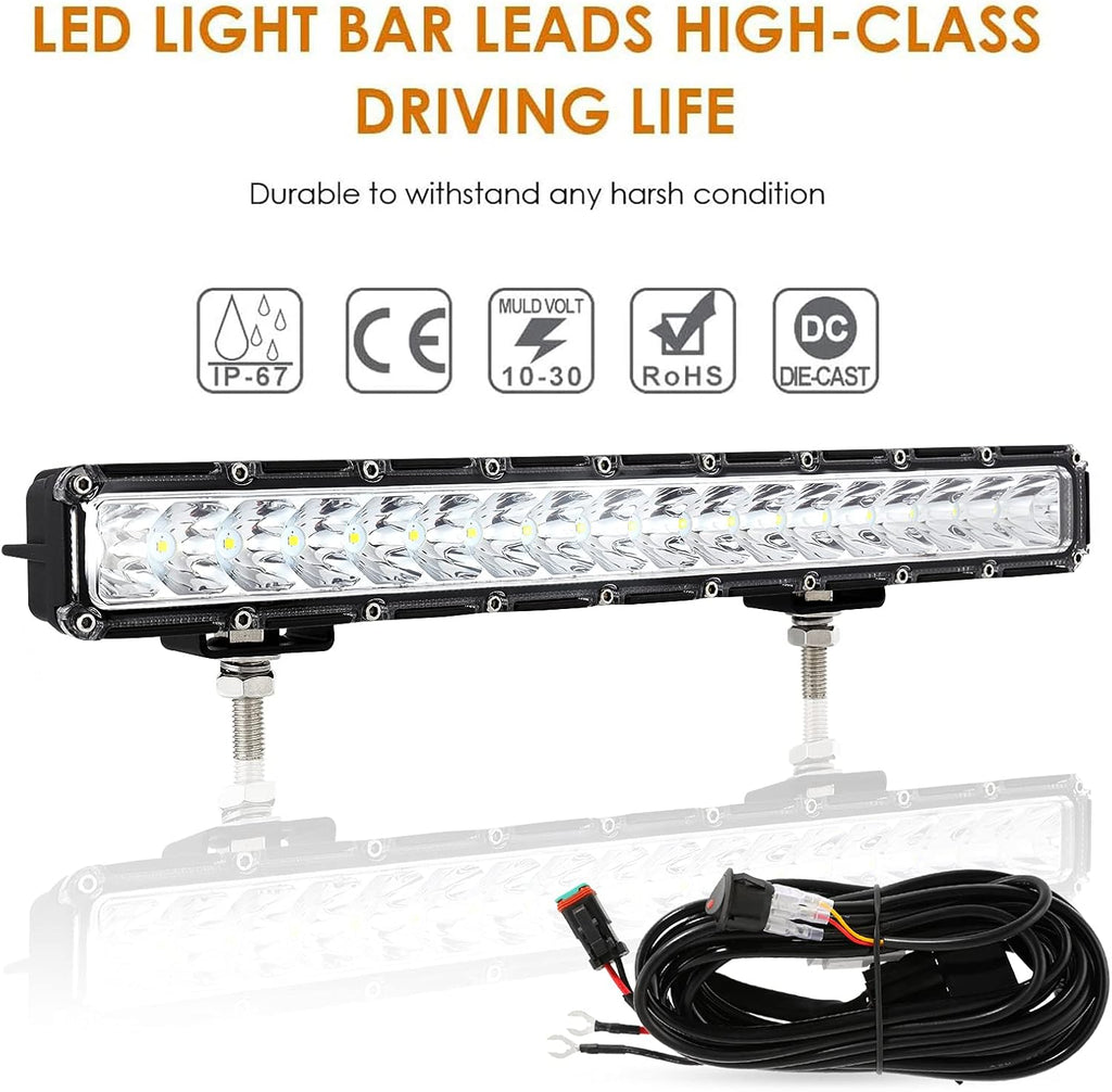 14 Inch 60W Single Row LED Light Bar Pack of 2 E980