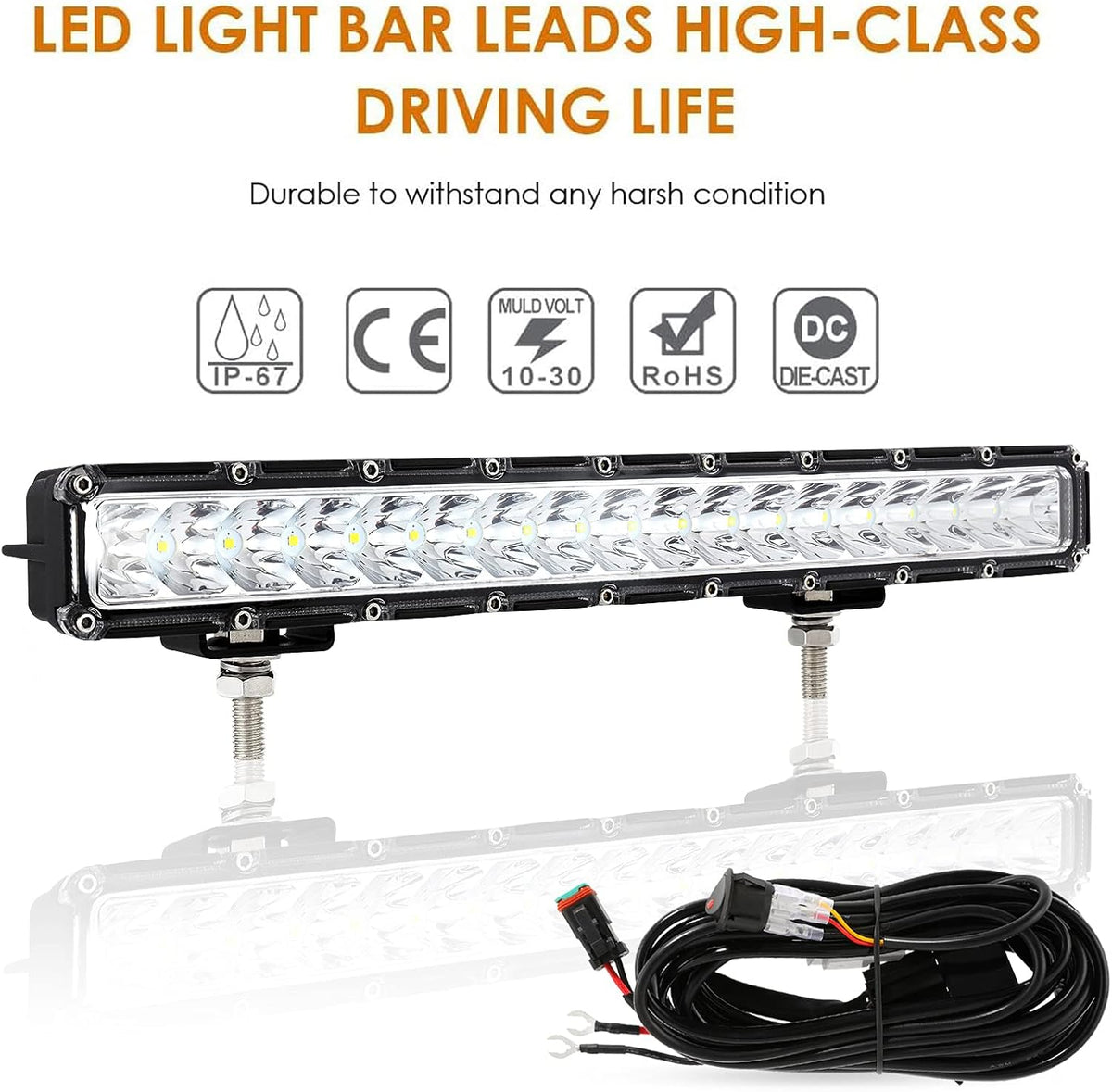 14 Inch 60W Single Row LED Light Bar Pack of 2 E980