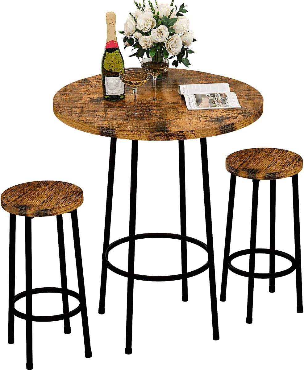 3 Piece Pub Dining Set Rustic Brown R19289