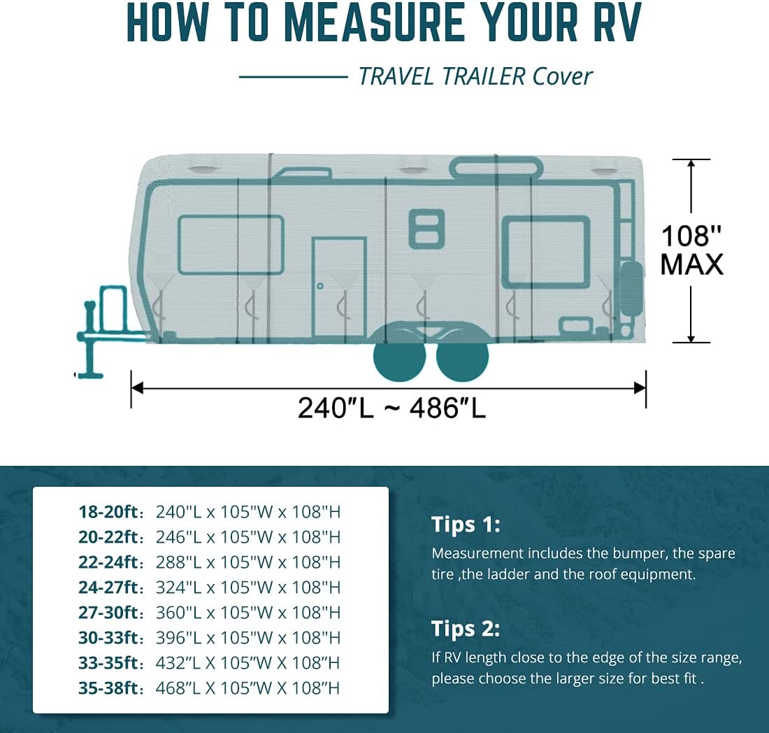 5 Layers Water-Proof Rip-Stop RV Cover Fits 24-27ft T32896
