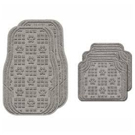 Waterhog Car Mats with Pawprint Pattern Medium Gray Set of 4 T1649