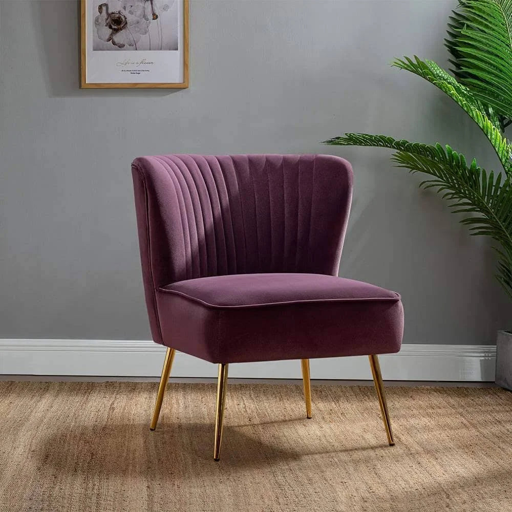 Fuchsia Gold Legs Velvet Side Chair O18175