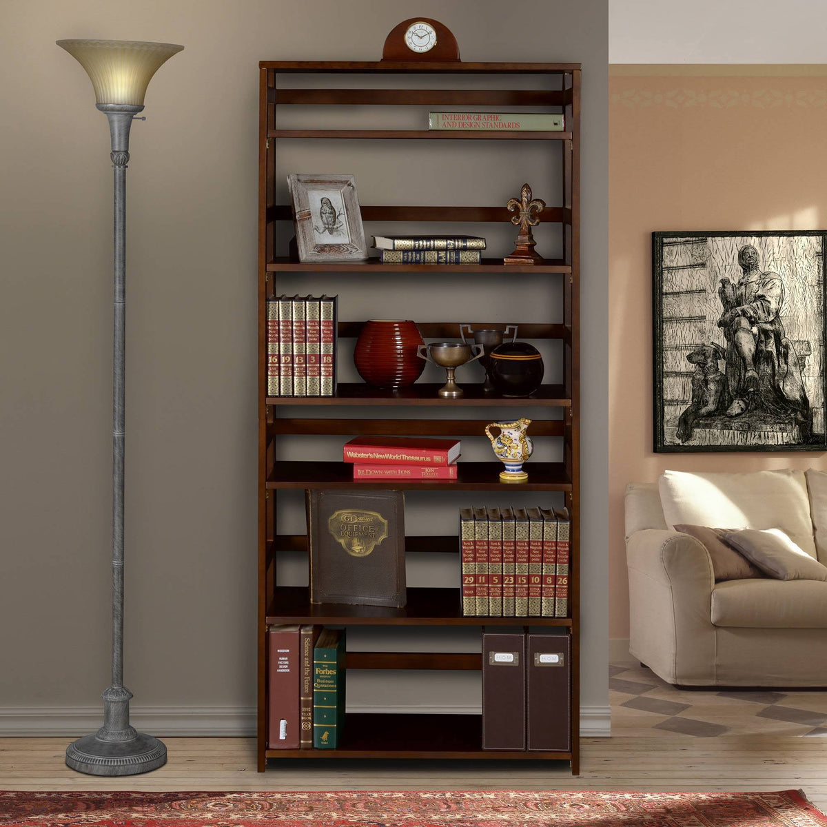 67x22 High Folding Bookcase Mocha Walnut O942