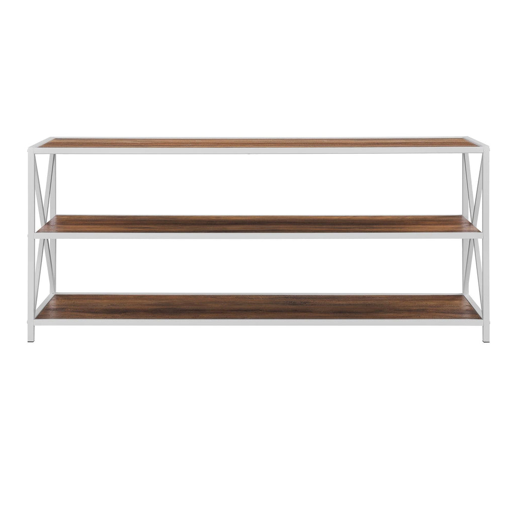 60-Inch X-Frame Bookshelf Dark Walnut Black Metal H528519