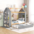 Wood Twin Size House Bed with Trundle I64814
