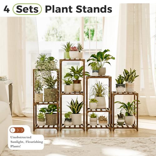 4 Sets Wooden Plant Stands K6650