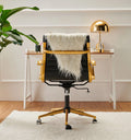 Black Leather Gold Office Chair with Armrest Z71401