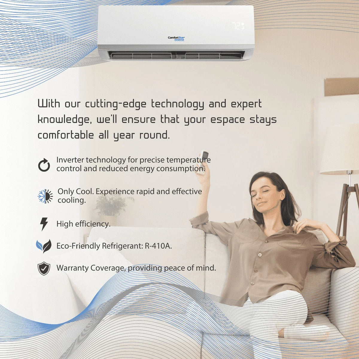 12,000 BTU 21 SEER2 Ductless Mini-Split Air Conditioner Full Set 110V R8533