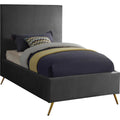 Gray Velvet Twin Bed W9548