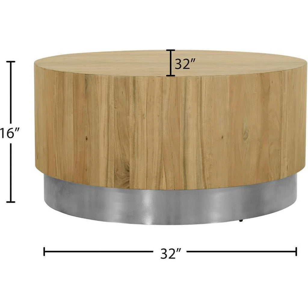 Round Modern Wood Coffee Table with Metal Base V25368