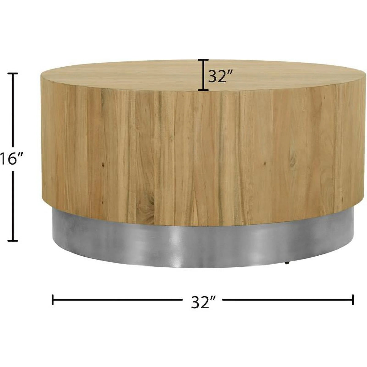 Round Modern Wood Coffee Table with Metal Base V25368