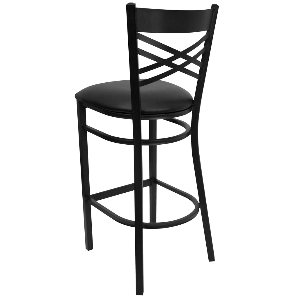 Black X Back Metal Barstool Q194686