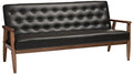 Black Faux Leather Upholstered Wooden 3-Seater Sofa E192646