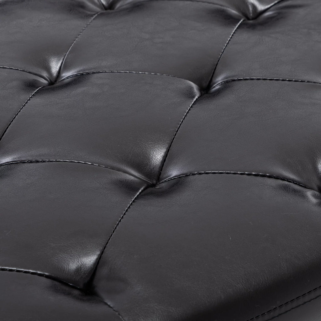 Black Faux Leather Storage Ottoman N7242