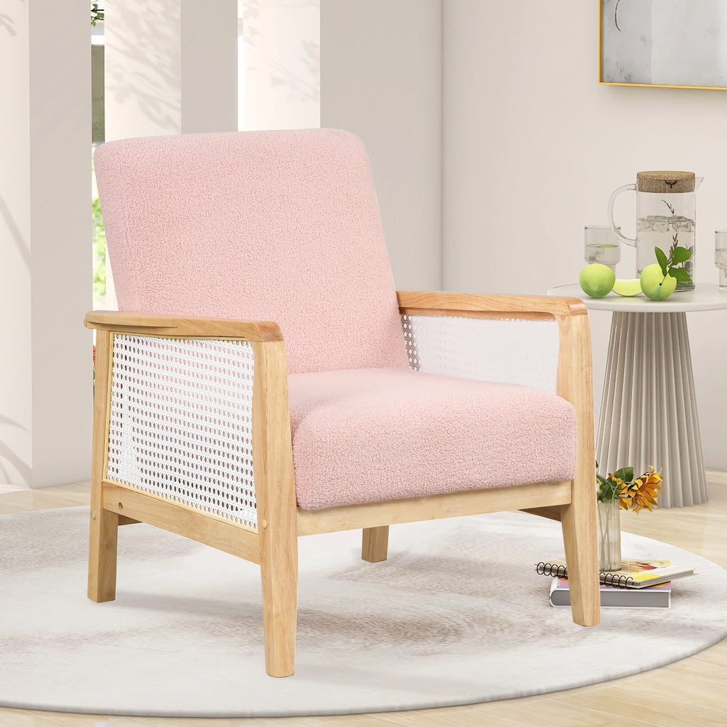 Mid-Century Pink Upholstered Accent Armchair N96799