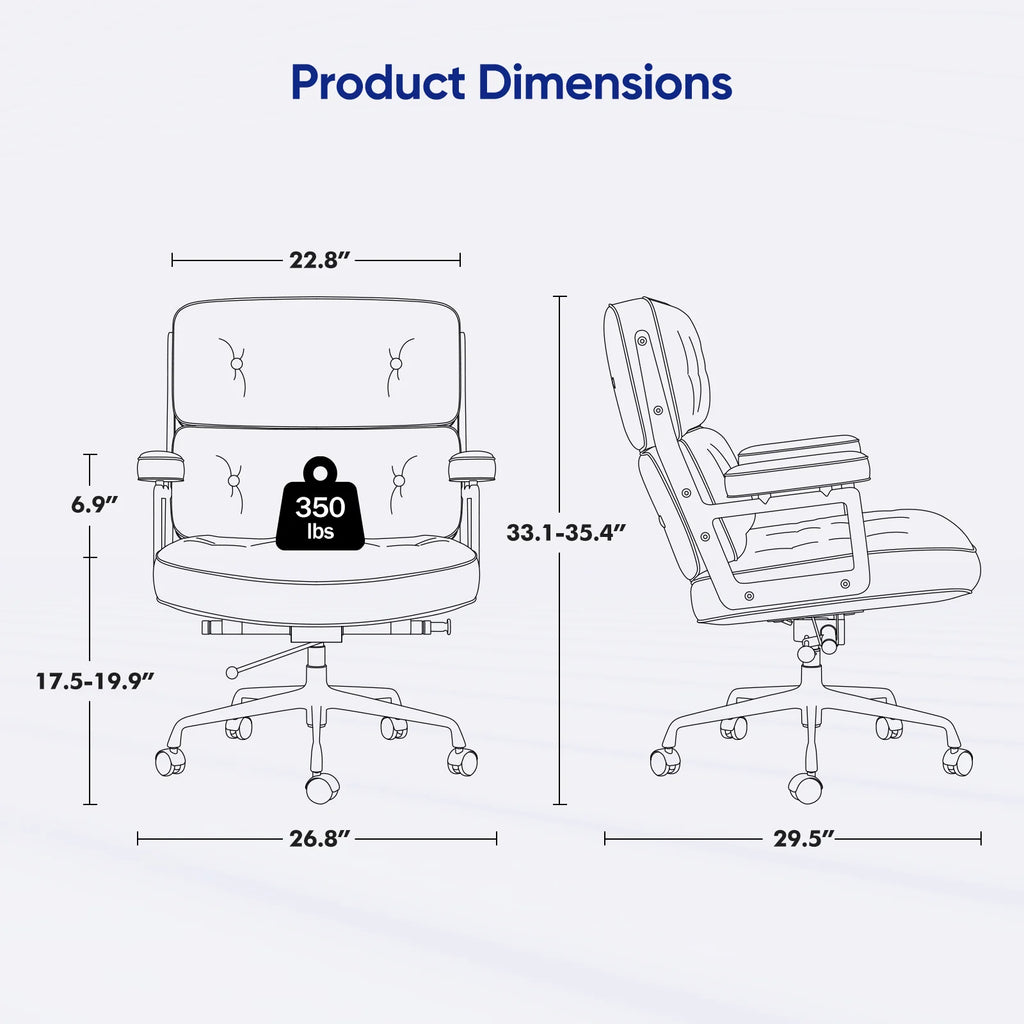White Genuine Leather Office Chair I263798