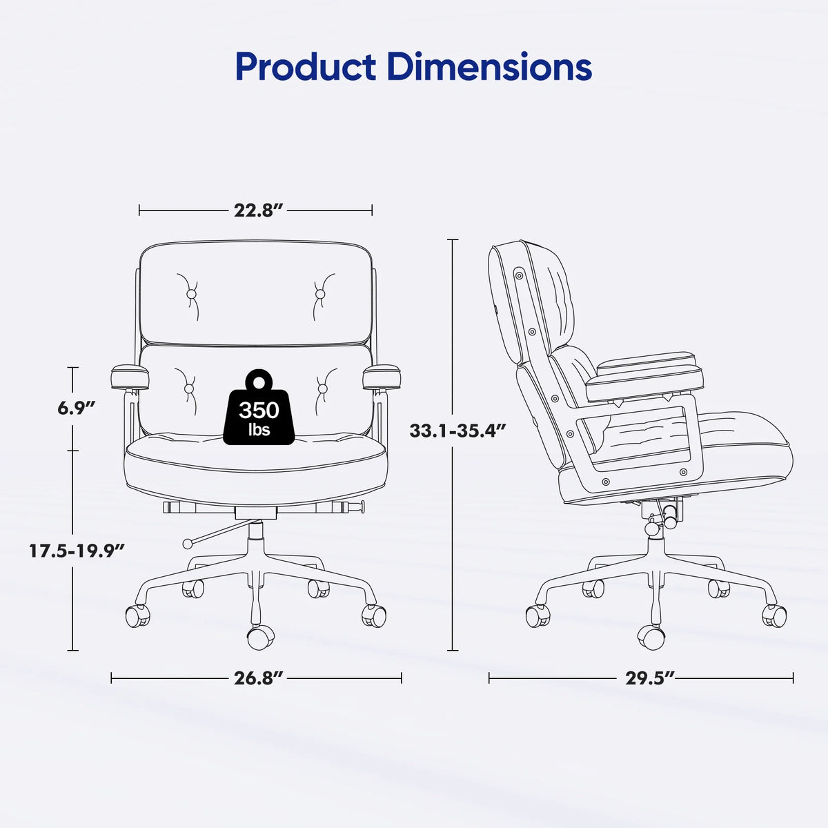 White Genuine Leather Office Chair I263798