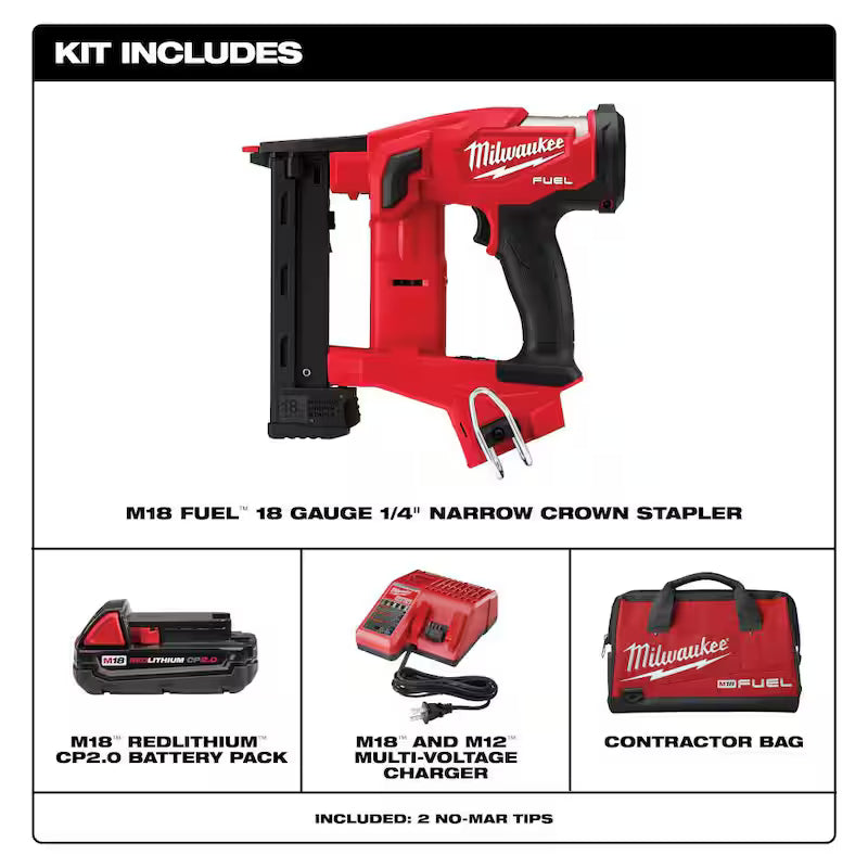 18-Volt Lithium-Ion Brushless Cordless 18-Gauge Narrow Crown Stapler Kit M211