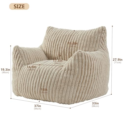 Fuzzy Bean Bag Chair with Armrests E204