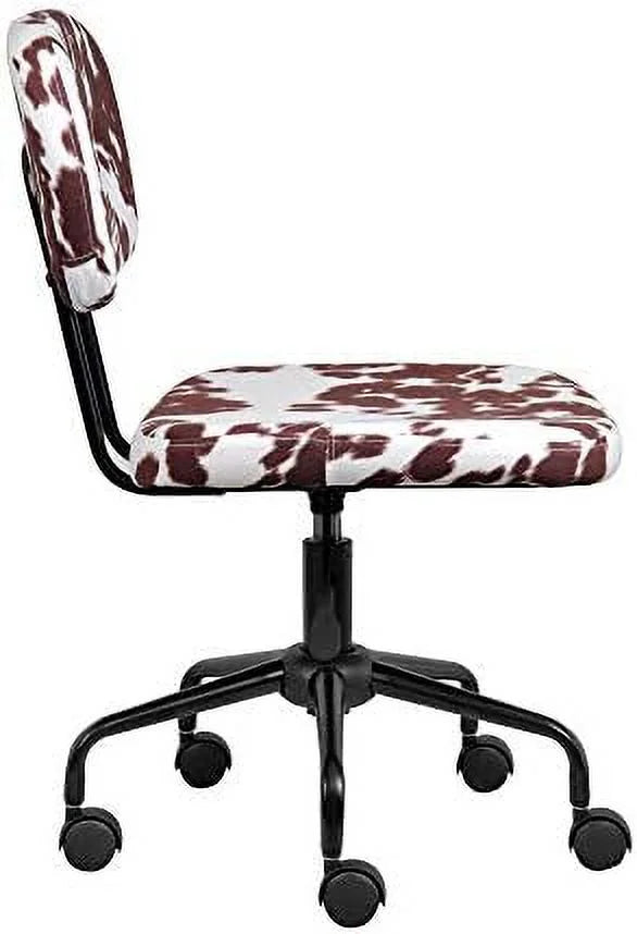 Plush Fabric Cow Print Swivel Office Chair A161430
