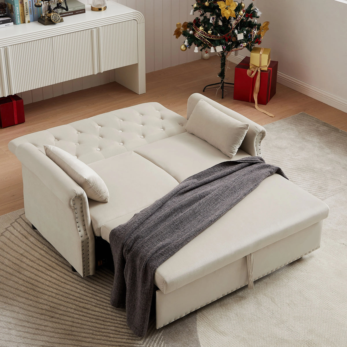 Velvet Convertible Sleeper Sofa Bed P311504