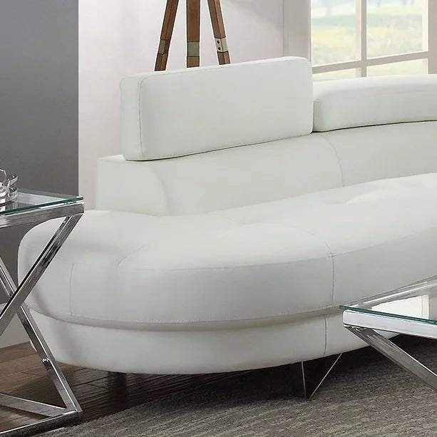 White Faux Leather Sectional Sofa O7362