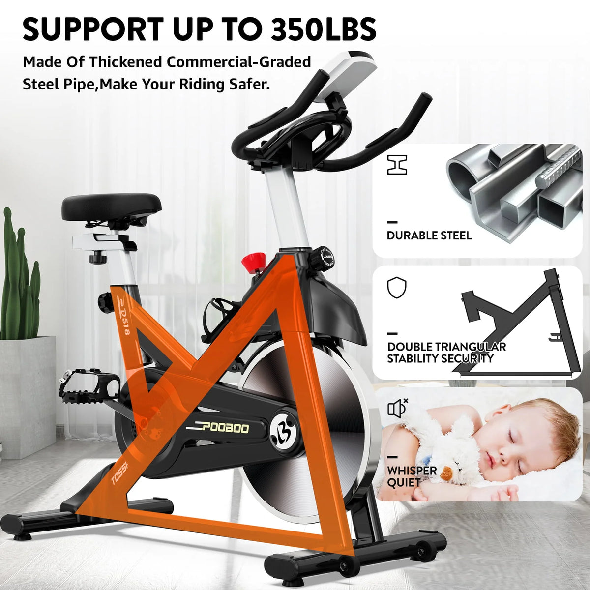 Indoor Cycling Bike Stationary Magnetic Resistance 35lbs Flywheel M971