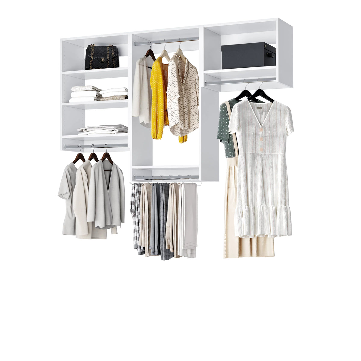 White Modular Closet System with Shelves U62401