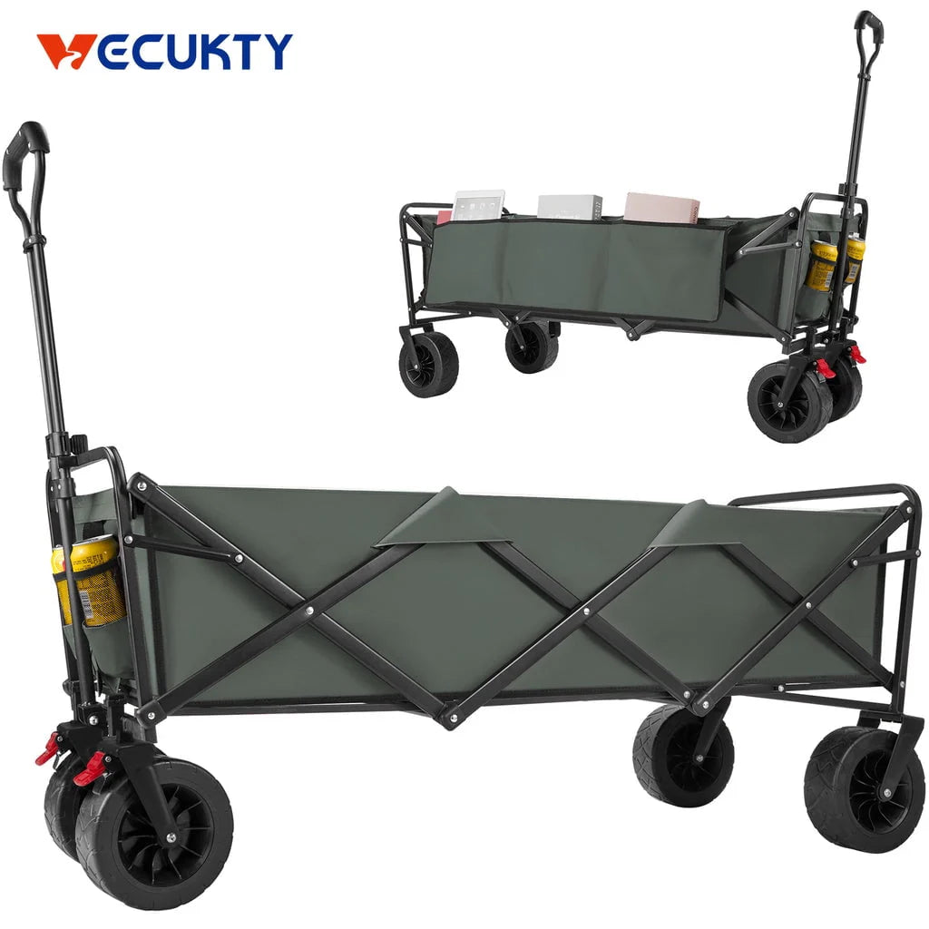 Collapsible Garden Cart Folding Wagon with Wheels Black T7128