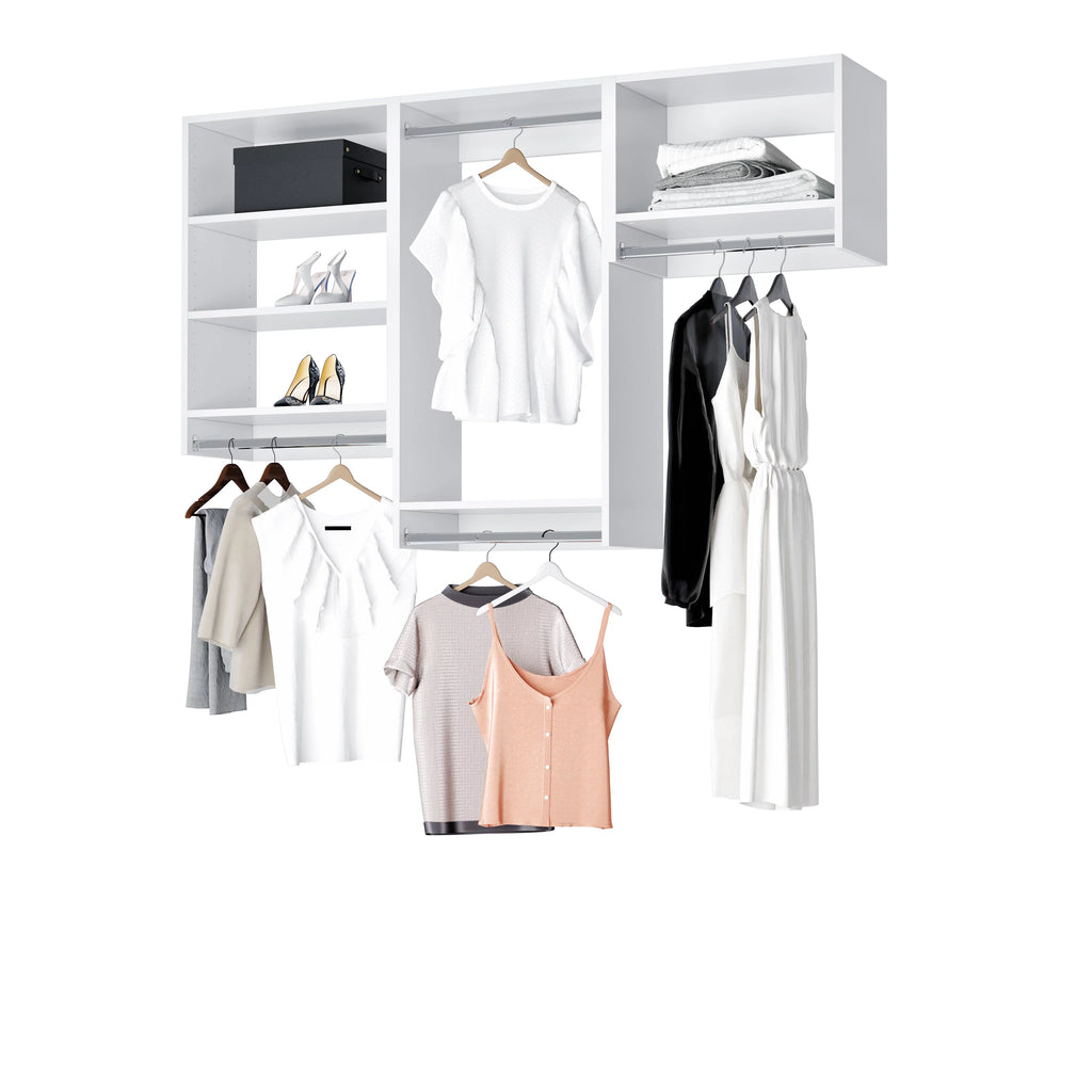 White Modular Closet System with Shelves U62401