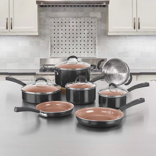 11 Pc Non Stick Cookware Set with Oven Mitt S751