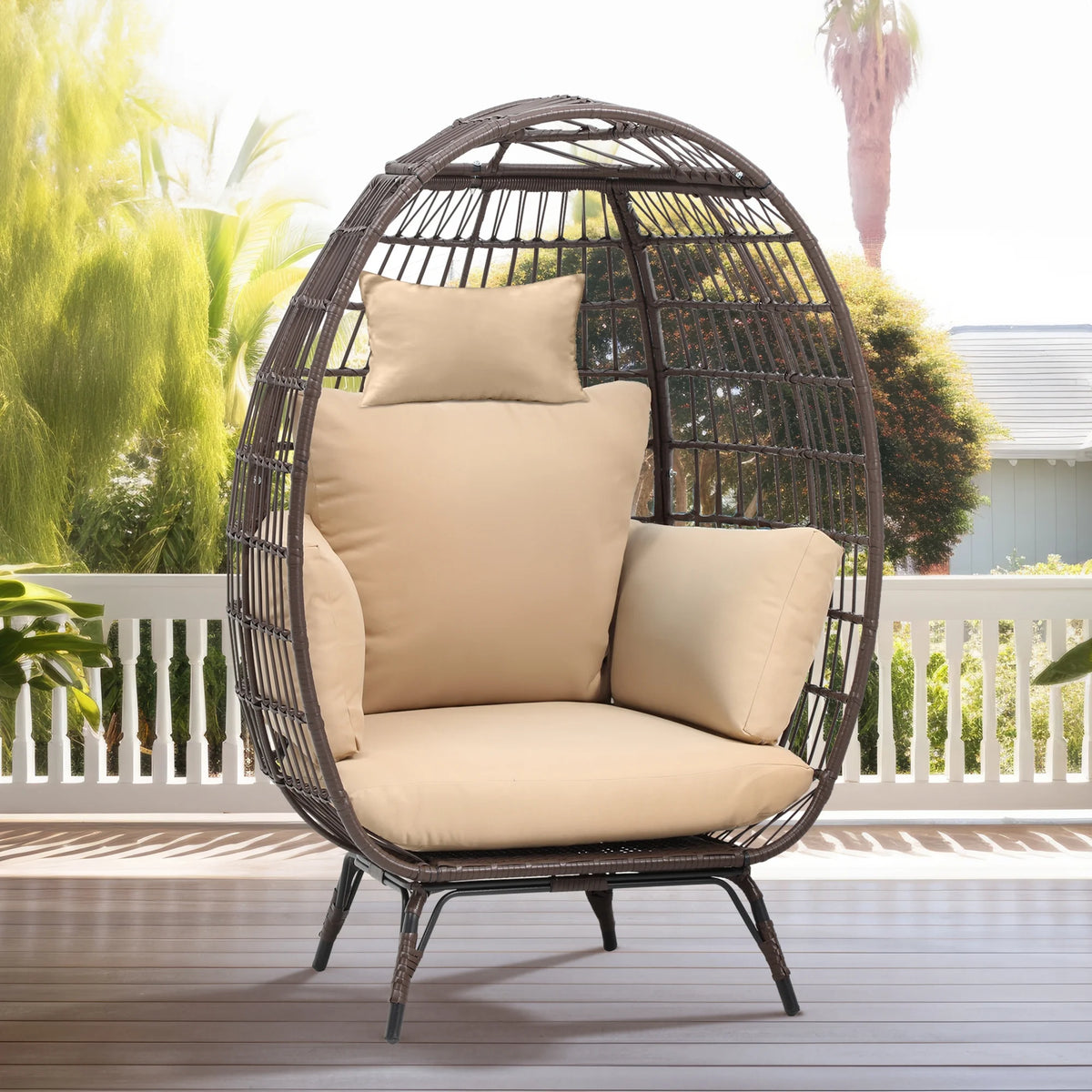 Egg Chair with Cushion Wicker PE Rattan Chair X404640