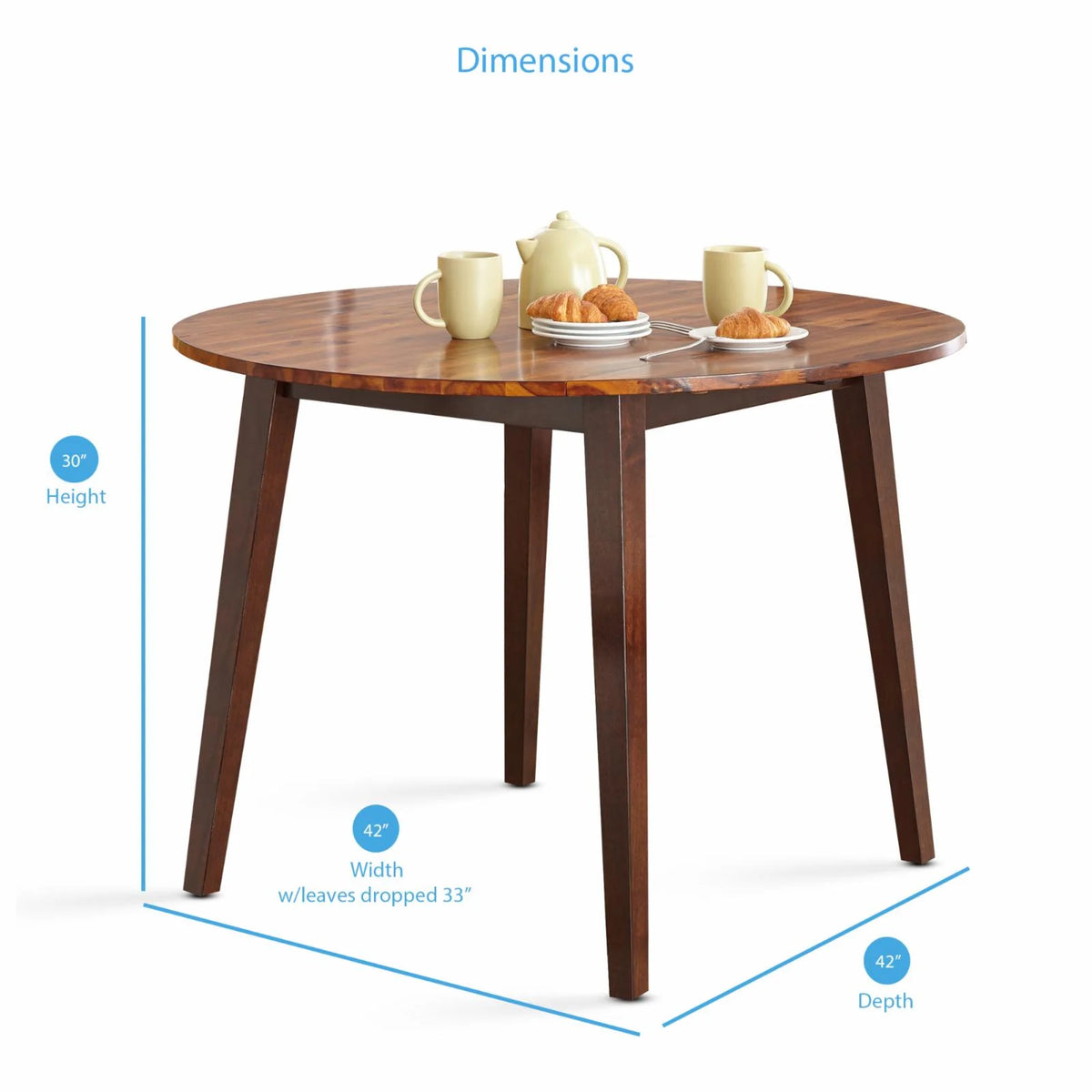 Double Drop Leaf Cherry Finish Wood Dining Table F154