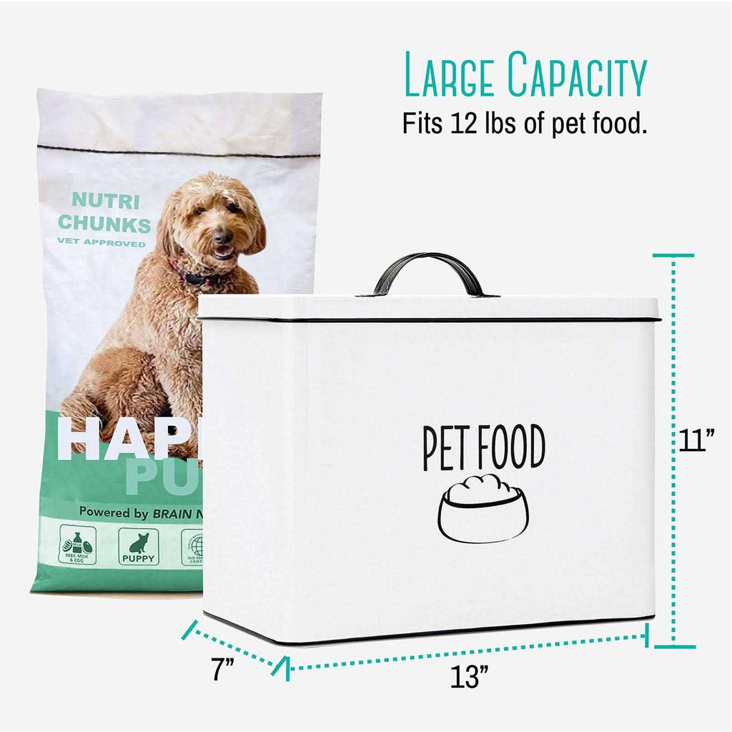 White Metal Dog Food Storage Container with Lid M97866