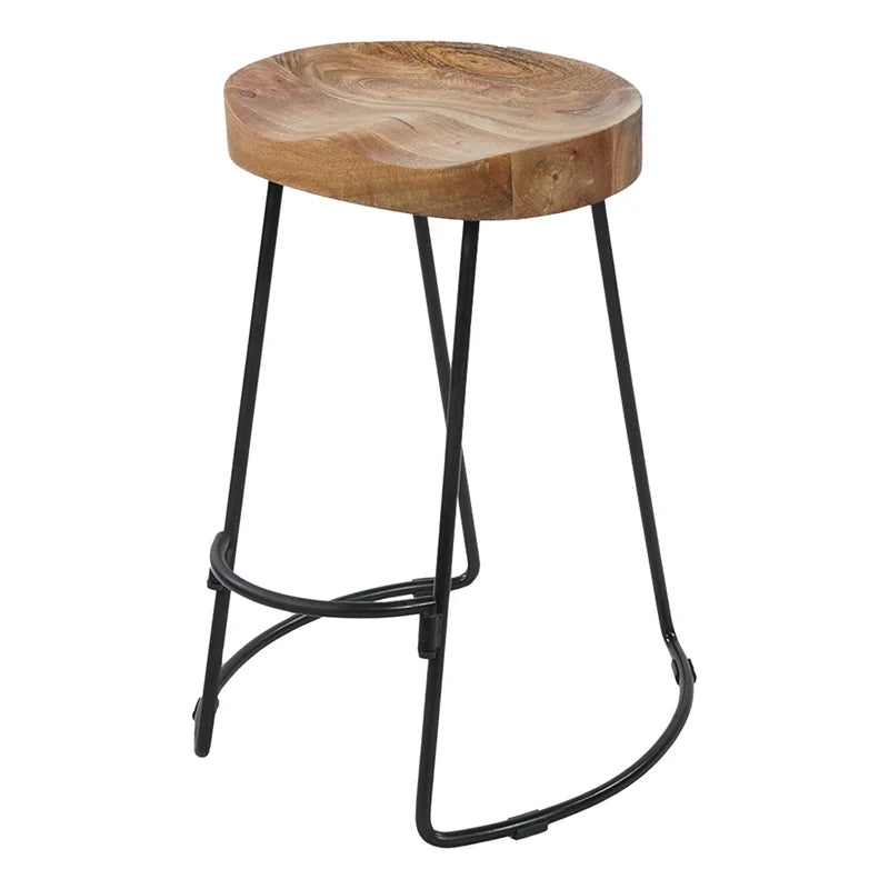 30" Mango Wood & Iron Barstool Set of 3 Y9252