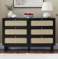 6 Large Drawers Walnut Finish Mid Century Modern Dresser Y852
