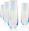 White Pearl Luster Stemless Champagne Flutes Set of 4 I828328