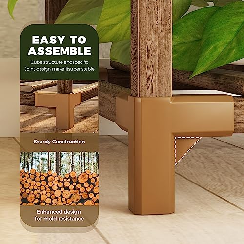 4 Sets Wooden Plant Stands K6650