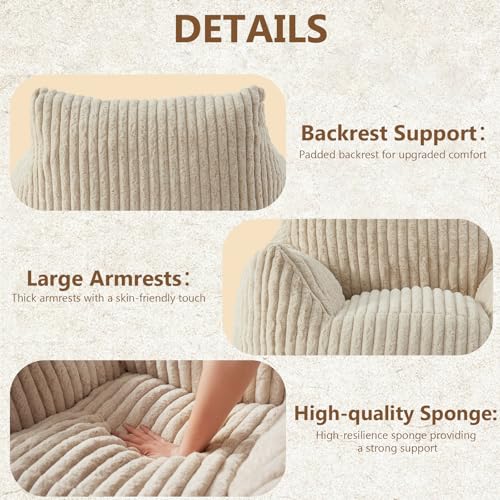 Fuzzy Bean Bag Chair with Armrests E204