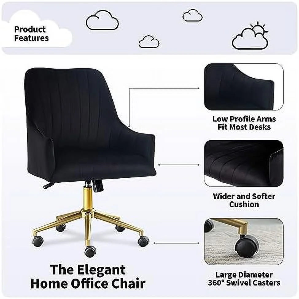 Velvet Tufted Desk Chair with Gold Base B882296