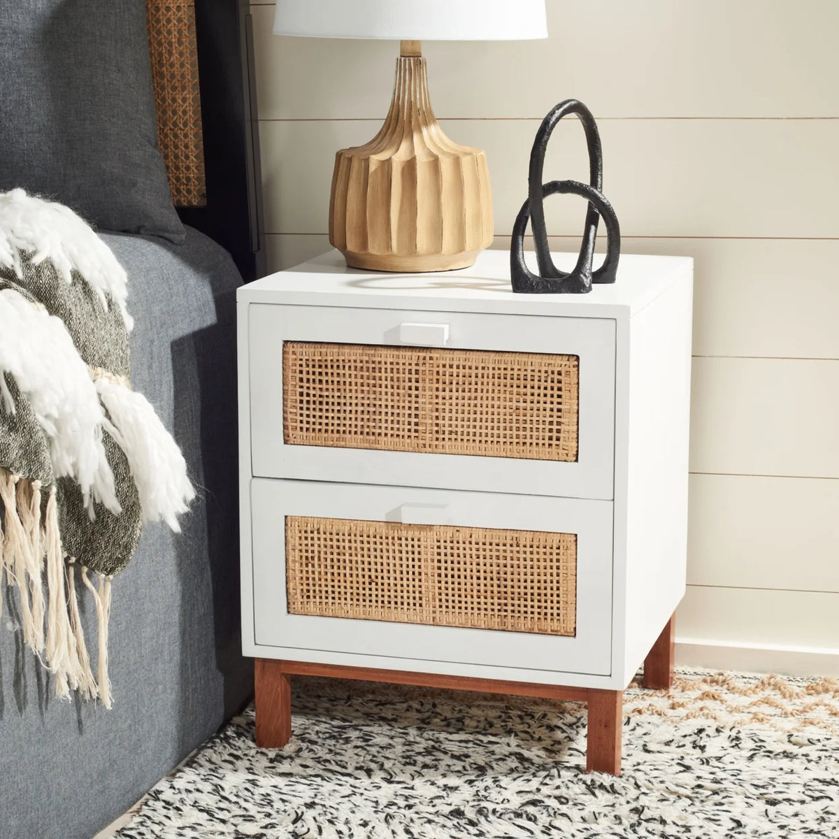 White 2 Drawer Nightstand H95686