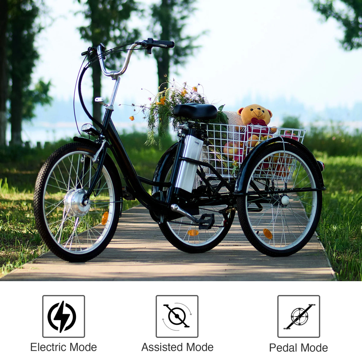 White 26 Inch 3 Wheel Electric Bike O417