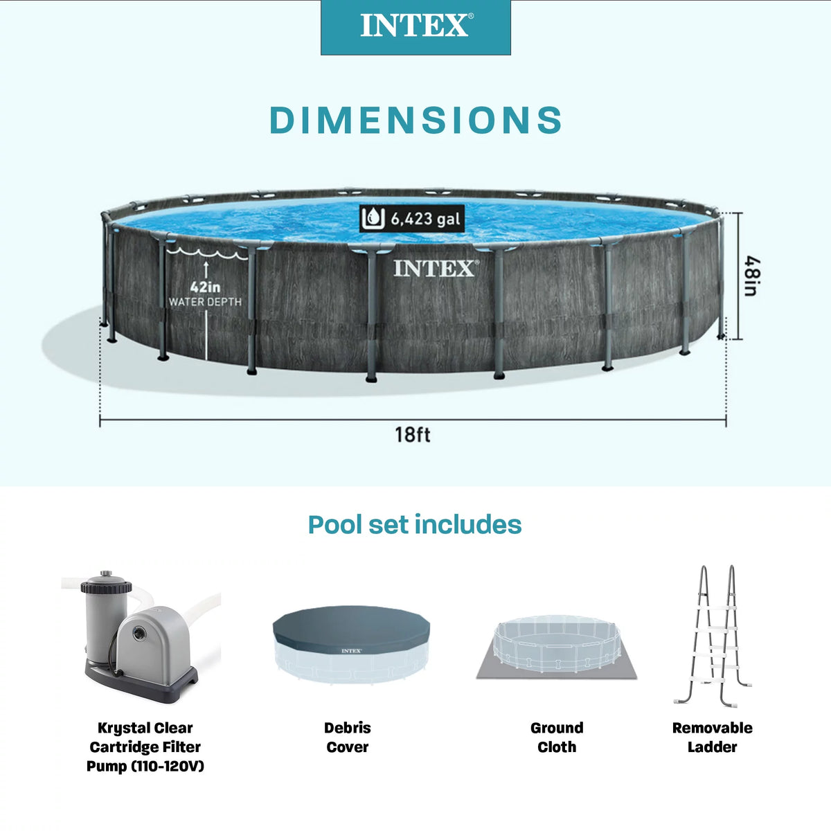15'x48 Above Ground Swimming Pool with Filter Pump O103
