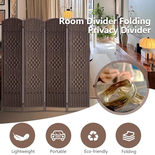 6FT Dark Brown Wooden Folding Room Divider H677554