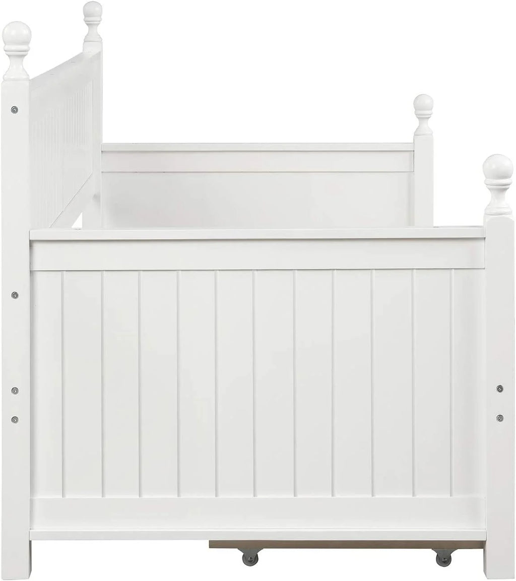White Wood Daybed with Drawers W5236