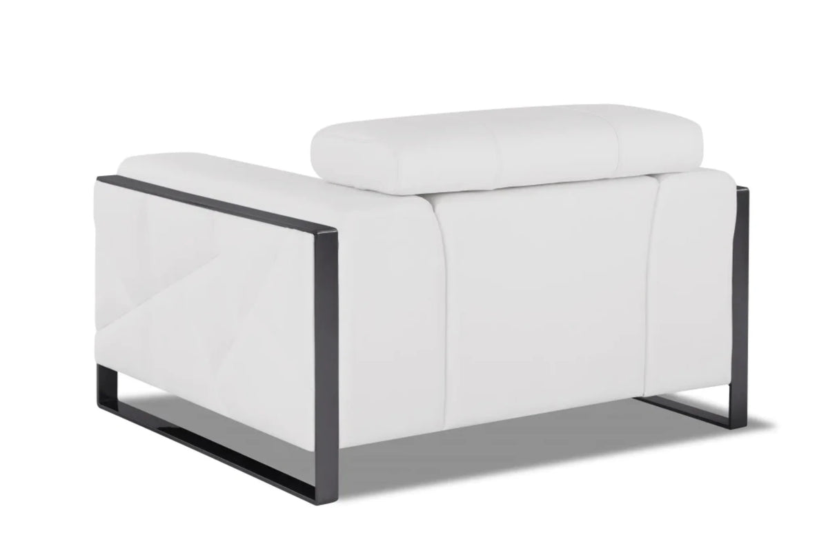 Winter White Leather & Chrome Accent Chair E88504