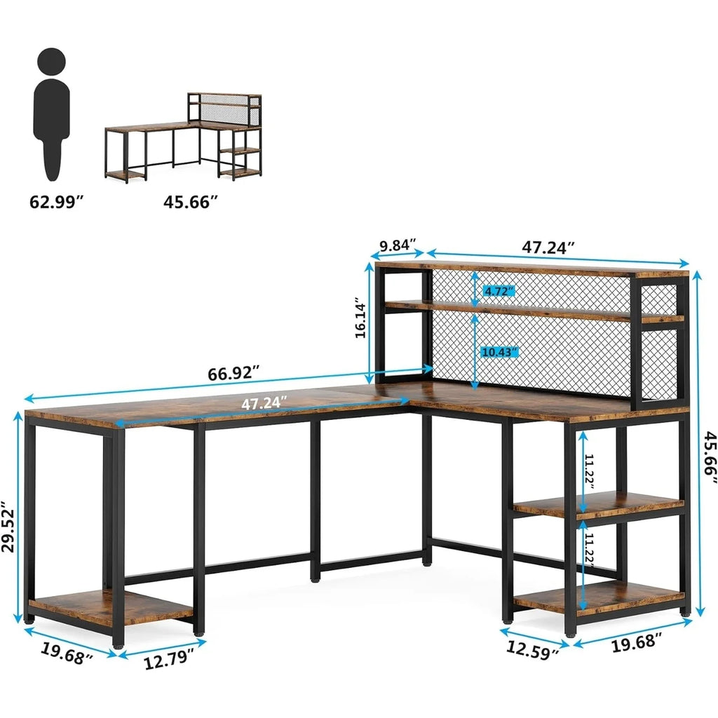 67" Computer Desk with Hutch I483