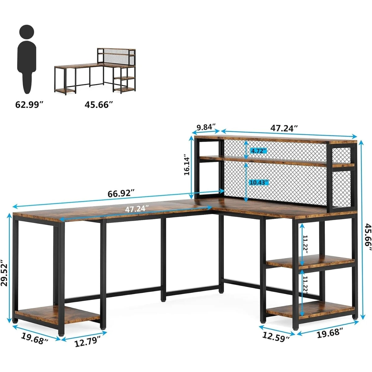 67" Computer Desk with Hutch I483