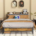 Full Size Platform Bed Frame with Headboard and Storage R9892