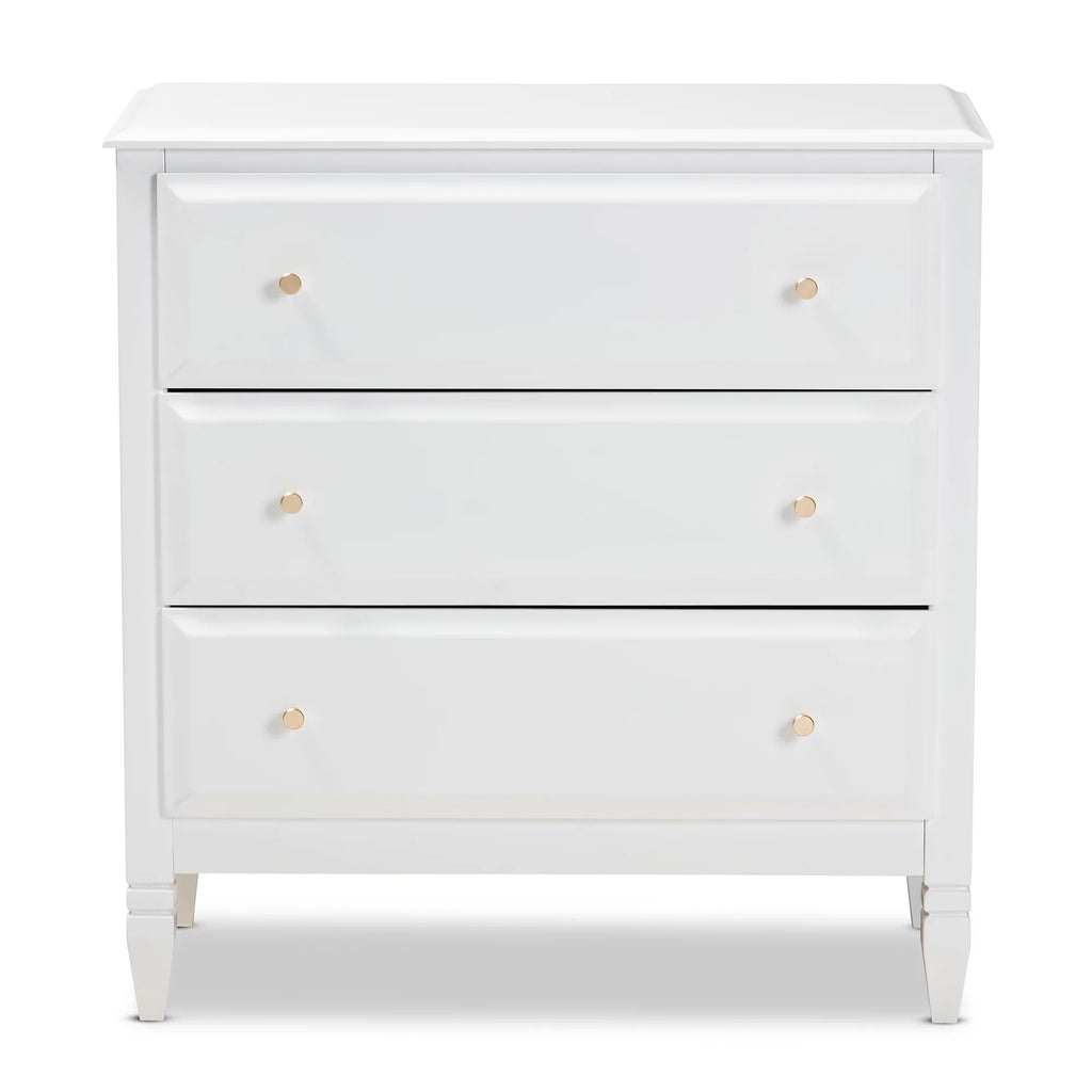 White 3-Drawer Wood Bedroom Chest G7573